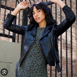 Elodie Faux Leather Black Moto Jacket